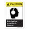 Signmission ANSI Caution Sign, Wear Hearing Protection In This Area, 24in X 18in Decal, 18" H, 24" W, Landscape OS-CS-D-1824-L-19799 - alternate 1